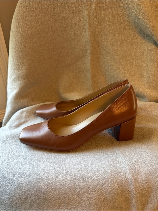 Naturalizer Shoes - Naturalizer Karina Women's Chestnut Brown Leather Block Heel Pumps